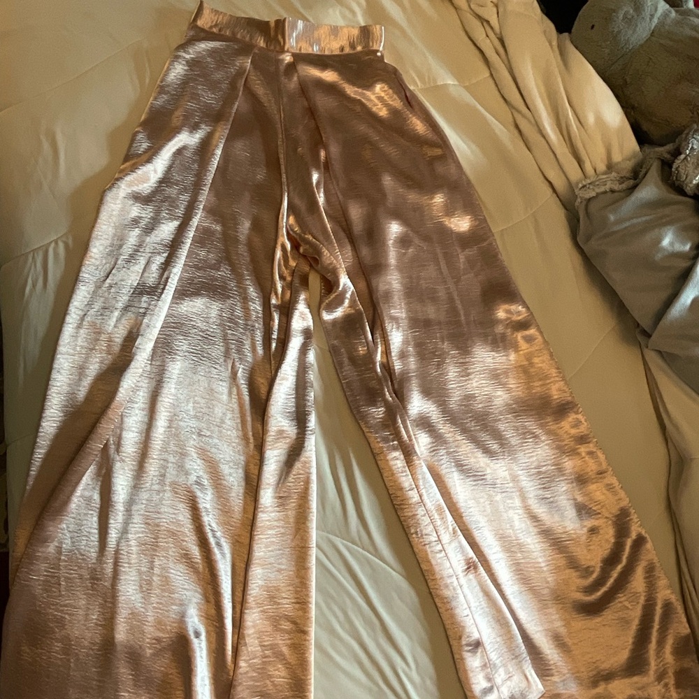 Solace London metallic Pink palazzo pants size 4